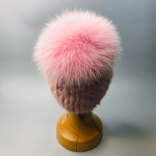 Load image into Gallery viewer, Hat with Wide Pompom Knitted Mink Pink/Golden Purple
