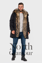 Load image into Gallery viewer, 4147 Parka black with raccoon fur

