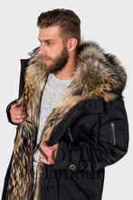 Load image into Gallery viewer, 4147 Parka black with raccoon fur
