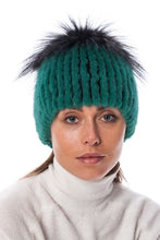 Load image into Gallery viewer, Hat with Wide Pompom Knitted Mink Green/Green
