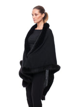 Load image into Gallery viewer, Scarf Black Cashmere with Black Fox 140*140
