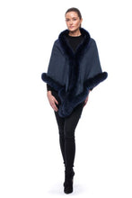 Load image into Gallery viewer, Scarf Blue Cashmere with Blue Fox 140*140
