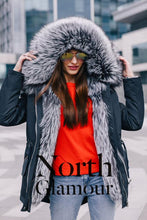 Load image into Gallery viewer, 5380 Parka grey color with silver fox
